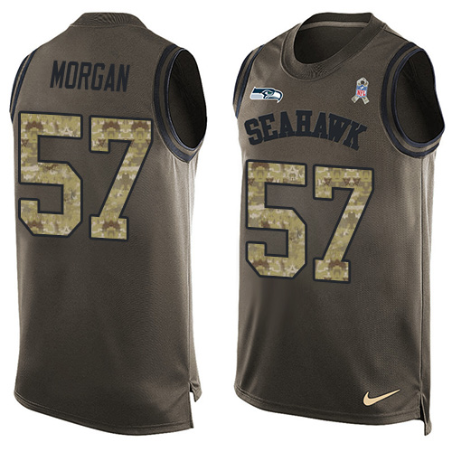 Men's Limited Mike Morgan Nike Jersey Green - #57 Salute to Service Tank Top NFL Seattle Seahawks